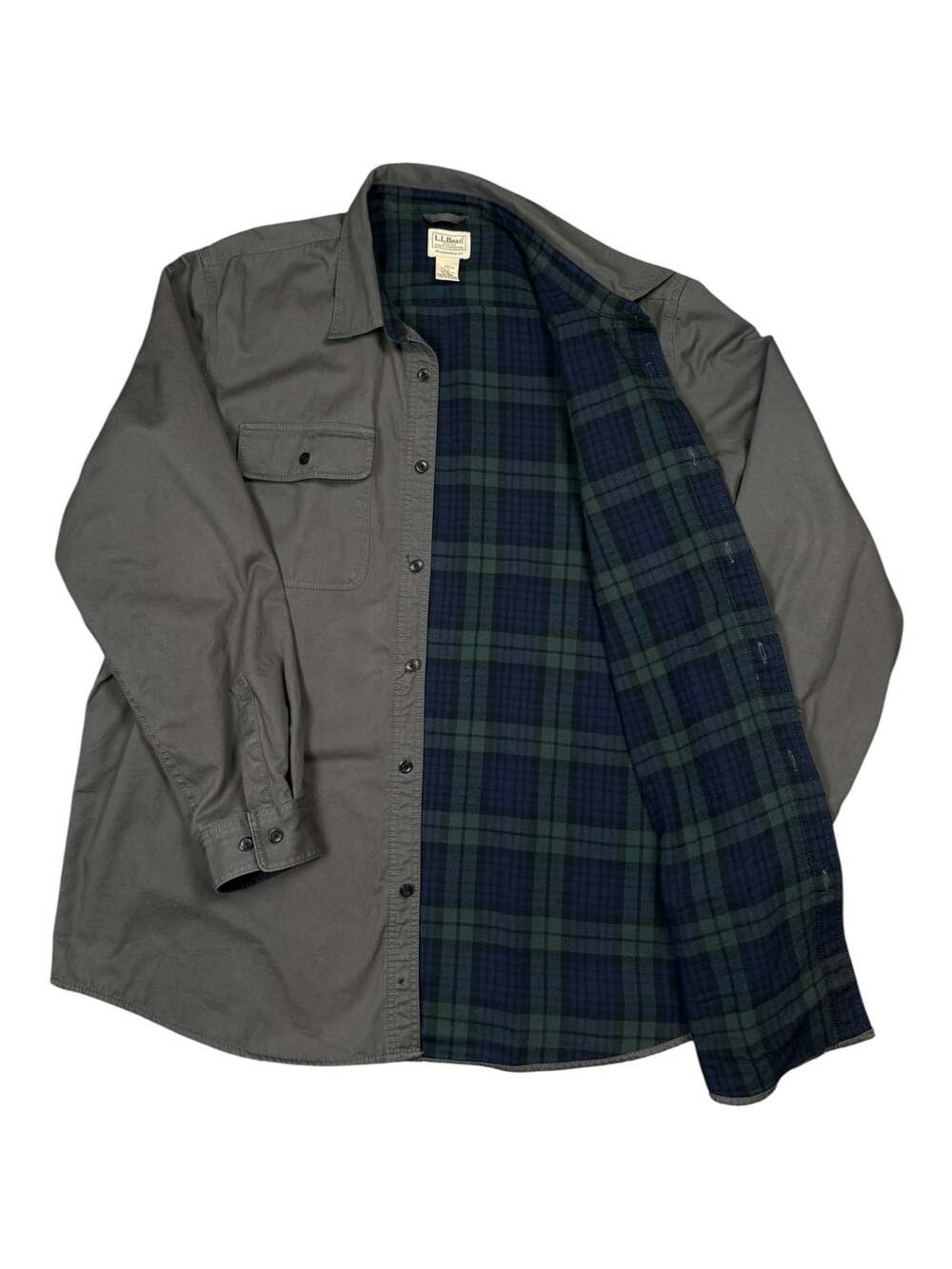 LL Bean Plaid Flannel Lined Hurricane Shirt Men's XL Tall Traditional Fit Gray